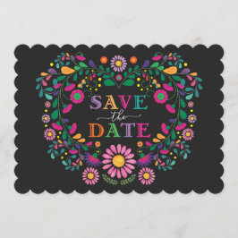 Convite Whimsical Fiesta Floral Heart Wreath Salve a Data