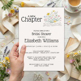 Convite Whimsical Floral A New Chapter Bridal Shower 