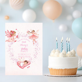 Convite Whimsical Floral Fairy Kids Birthday