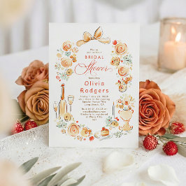 Convite Whimsical Floral Hand Drawn Bow Fall Bridal Shower