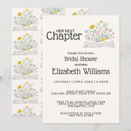 Convite Whimsical Floral Her Next Chapter Bridal Shower 