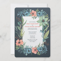 Whimsical Floral Salmon Blue Green Casamento