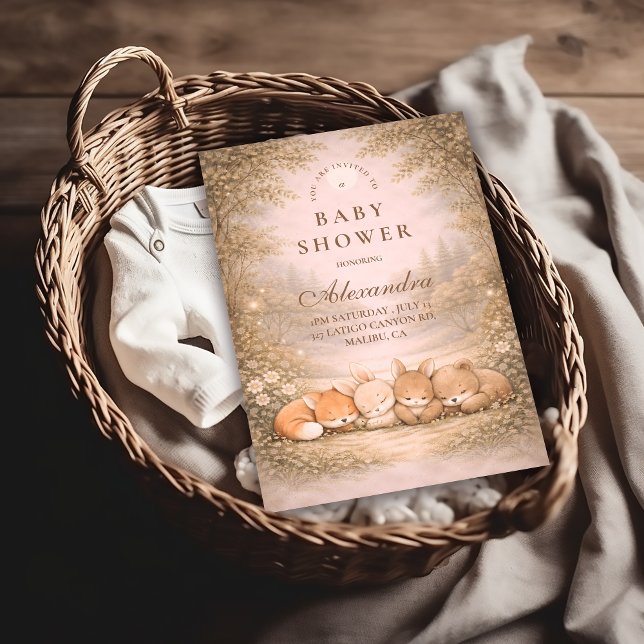 Convite Whimsical Forest Friends Baby Shower (Criador carregado)