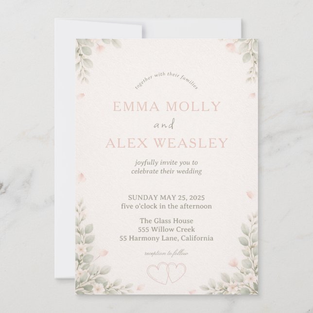 Convite Whimsical Fox & Pastel Floral Wedding Invitation (Verso)