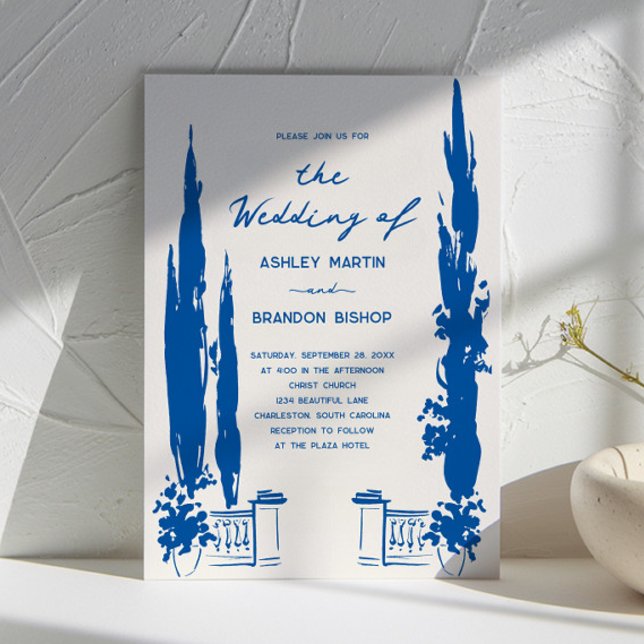 Convite Whimsical French Blue Garden Pastoral Wedding  (Criador carregado)