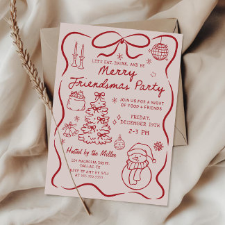 Convite Whimsical Friendsmas Christmas Party Invitation