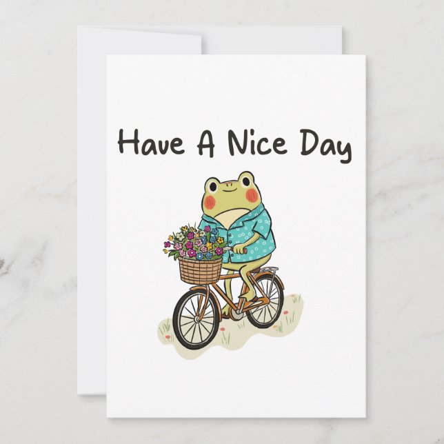 Convite Whimsical Frog Riding A Bike Illustration (Frente)