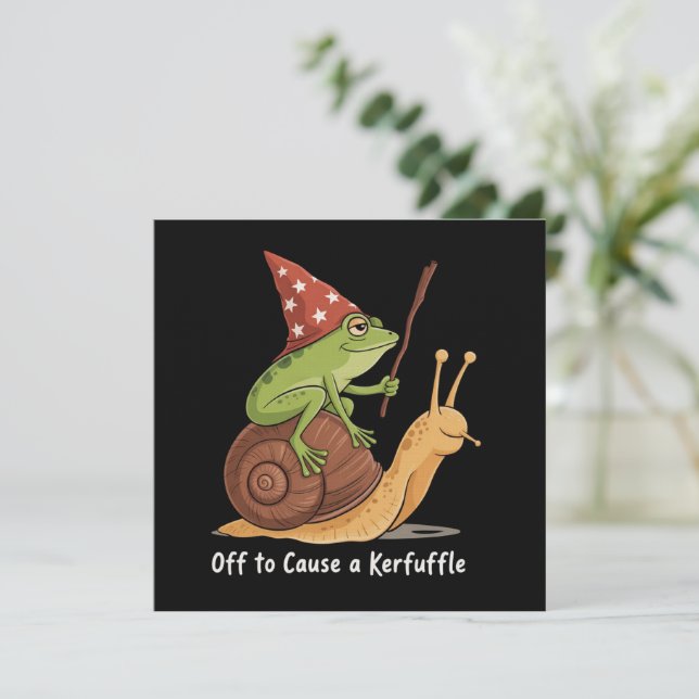 Convite Whimsical Frog Wizard Off to Cause A Kerfuffle  (Em pé/Frente)