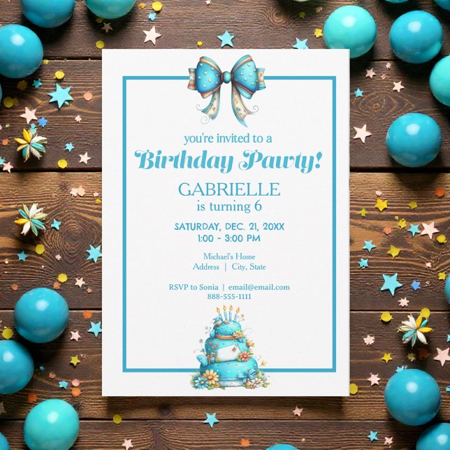 Convite Whimsical Fun Teal Birthday  (Criador carregado)