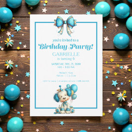 Convite Whimsical Fun Teal Birthday 