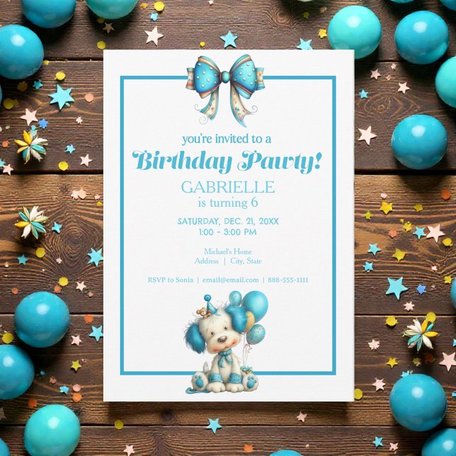 Convite Whimsical Fun Teal Birthday  (Criador carregado)