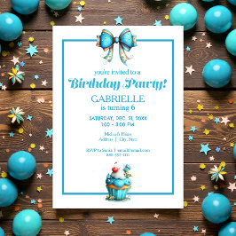 Convite Whimsical Fun Teal Birthday 