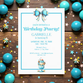 Convite Whimsical Fun Teal Birthday 