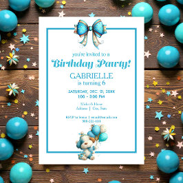 Convite Whimsical Fun Teal Birthday 