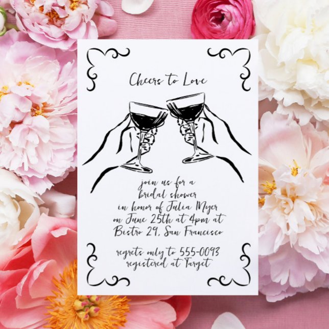 Convite Whimsical Funky Chees to Love Wine Chá de panela (Criador carregado)