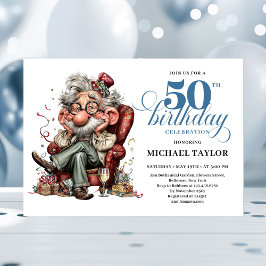 Convite Whimsical Funny Man 50 Party Milestone Invitation