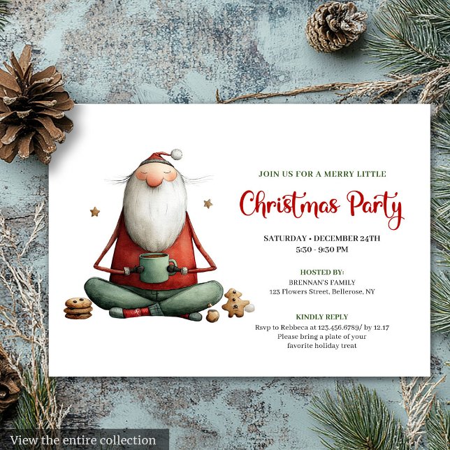 Convite Whimsical Funny Santa Classic Christmas Invitation (Whimsical Funny Santa Classic Christmas Invitation)