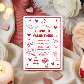 Convite Whimsical Galentines Cupid & Galentine's Party