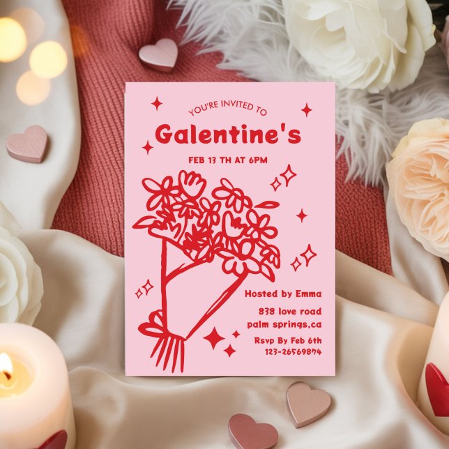 Convite Whimsical Galentines Valentines girls  Party (Criador carregado)