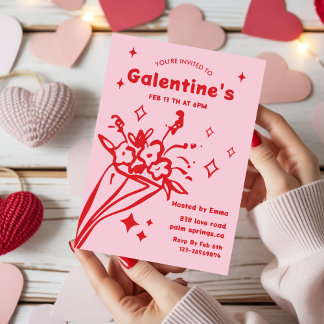 Convite Whimsical Galentines Valentines girls Party