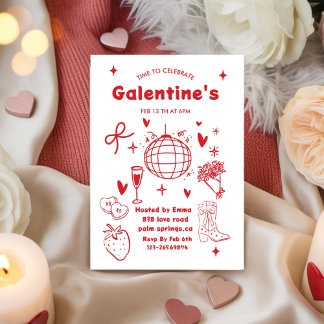 Convite Whimsical Galentines Valentines girls Party