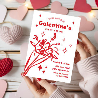 Convite Whimsical Galentines Valentines girls Party