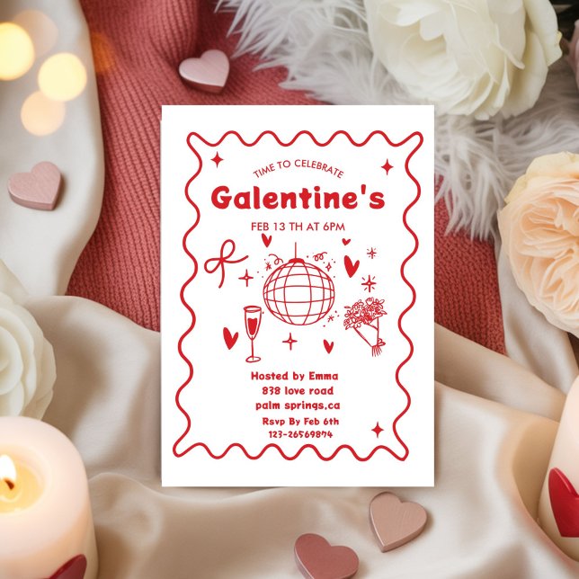 Convite Whimsical Galentines Valentines girls  Party (Criador carregado)
