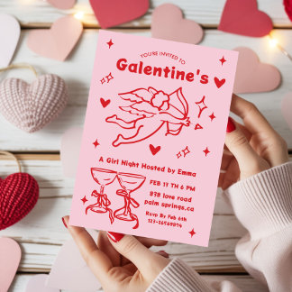 Convite Whimsical Galentines Valentines girls Party