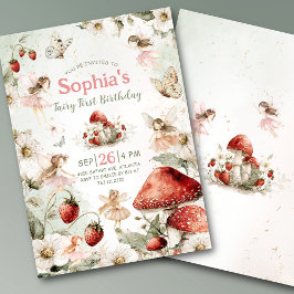 Convite whimsical garden fairy first birthday