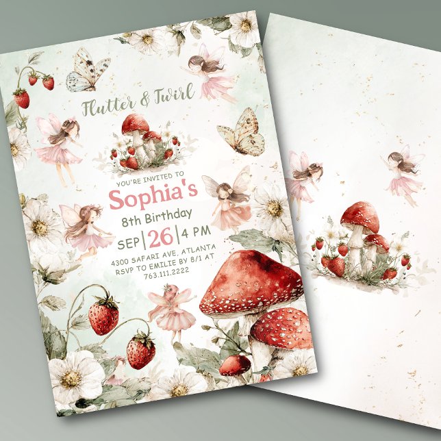 Convite whimsical garden flutter and twirl fairy birthday (Criador carregado)