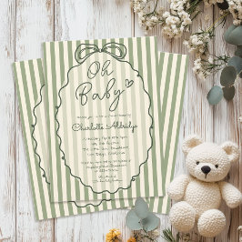 Convite Whimsical Gender Neutral Sage Green Baby Shower