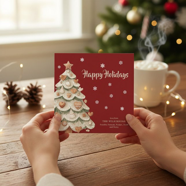 Convite Whimsical Gingerbread Tree Holiday Greeting Card (Criador carregado)