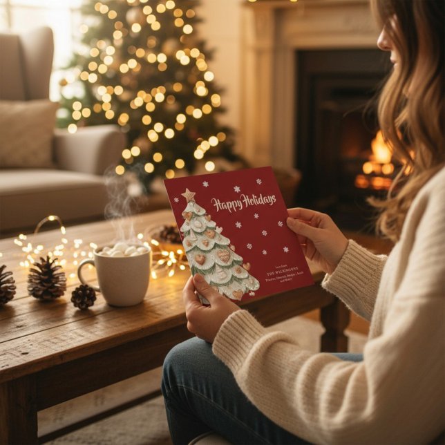 Convite Whimsical Gingerbread Tree Holiday Greeting Card (Criador carregado)