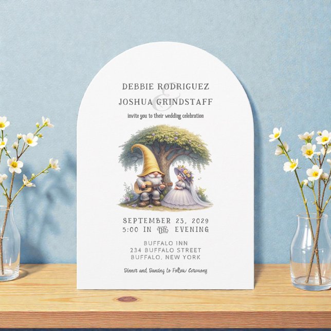 Convite Whimsical Gnomes Fun Wedding Invitation  (Criador carregado)