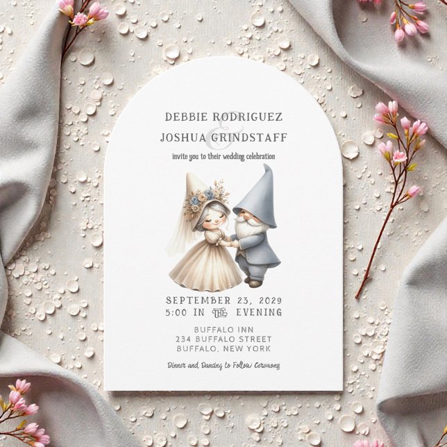 Convite Whimsical Gnomes Fun Wedding Invitation  (Criador carregado)