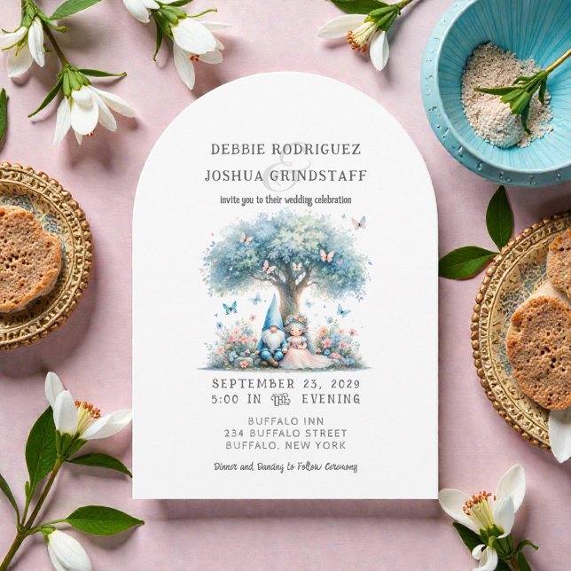 Convite Whimsical Gnomes Fun Wedding Invitation  (Criador carregado)