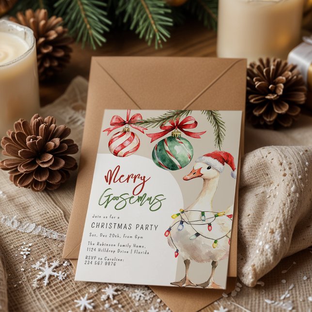Convite Whimsical Goose Christmas Party (Criador carregado)