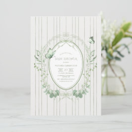 Convite Whimsical Greenery Vintage Baby Shower