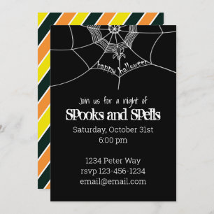 Convite Whimsical Halloween Spooky Scary Spider Web