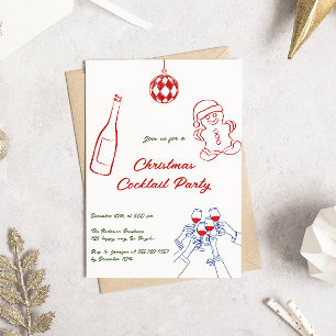 Convite Whimsical Hand Draked Christmas Cocktail Party