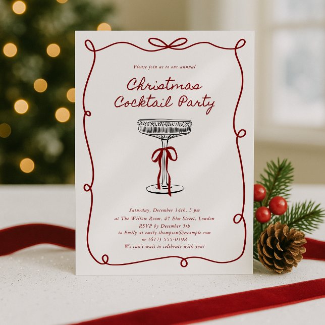Convite Whimsical Hand Draked Christmas Cocktail Party (Criador carregado)