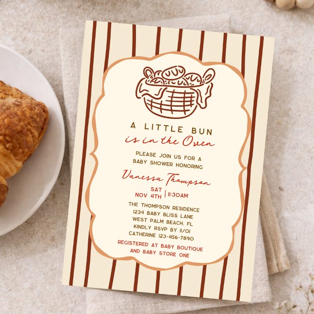 Convite Whimsical Hand Drawn Bun In The Oven Baby Shower (Criador carregado)