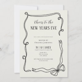 Convite Whimsical Hand Drawn Coquette New Years Eve Party