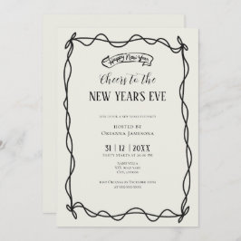 Convite Whimsical Hand Drawn Coquette New Years Eve Party