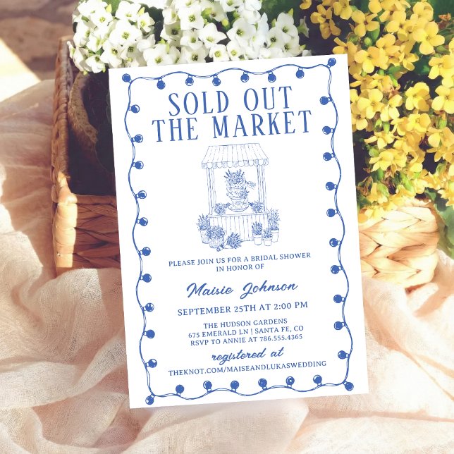 Convite Whimsical Hand Drawn Flower Market Bridal Shower (Criador carregado)