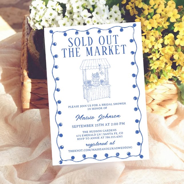 Convite Whimsical Hand Drawn Flower Market Bridal Shower (Criador carregado)