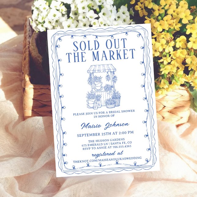 Convite Whimsical Hand Drawn Flower Market Bridal Shower I (Criador carregado)