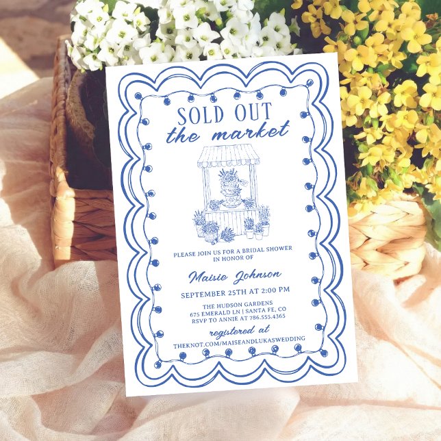 Convite Whimsical Hand Drawn Flower Market Bridal Shower I (Criador carregado)