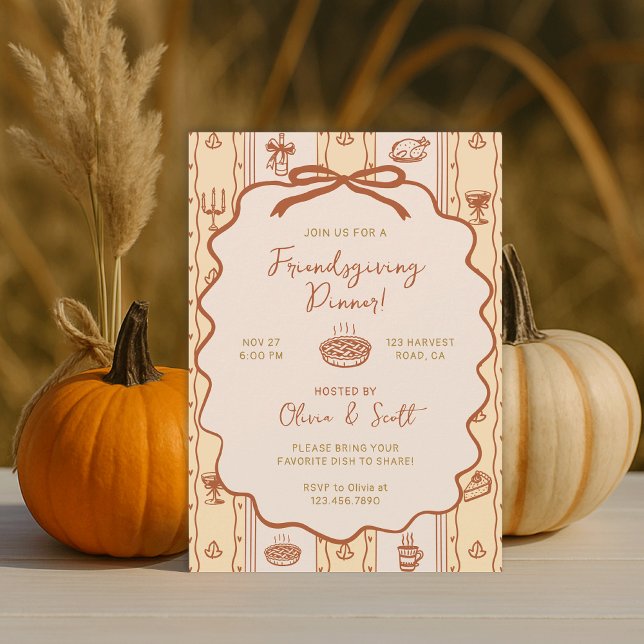 Convite Whimsical Hand Drawn Friendsgiving Potluck Dinner (Criador carregado)