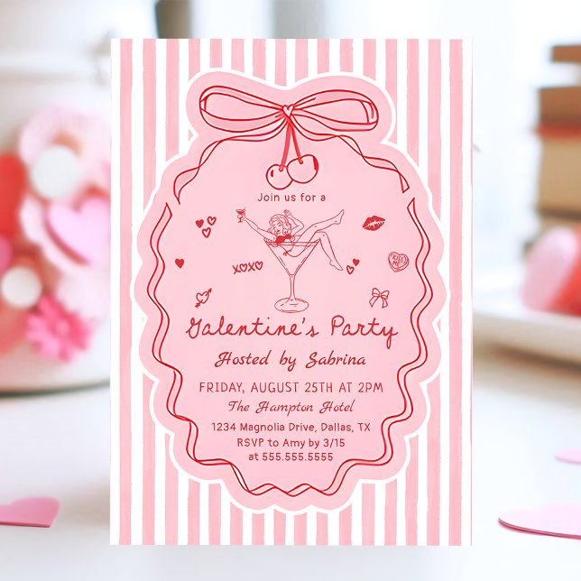 Convite Whimsical Hand Drawn Galentine's Day Invitation (Criador carregado)